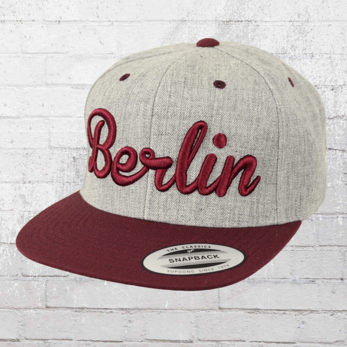 Berlin Snapback Hat grey bordeaux 