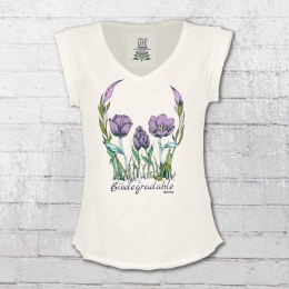 Derbe Frauen T-Shirt Flower Skull Girls weiss 