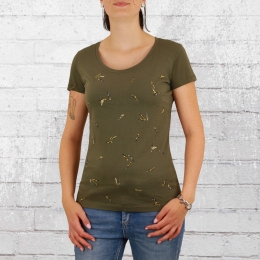 Greenbomb Womens T-Shirt Lifestyle Feathers khaki 