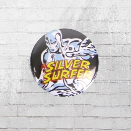 Logoshirt Button Comic Badge Silver Surfer Marvel 