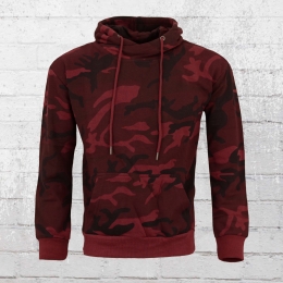 Urban Classics Mens Hodded Sweater red camouflage 