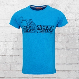 Derbe Mens T-Shirt Save Water blue melange 