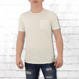 Indicode Mens Basic Pocket Tee Shirt Overland white 
