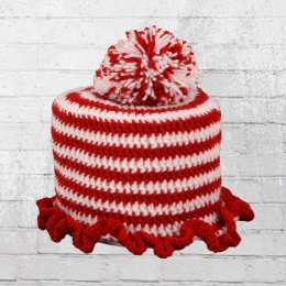 Mums Knit Hat Toilet Paper Roll red white stripes 