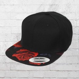 Yupoong by Flexfit Baseball Hat Snapback Cap Roses black red 