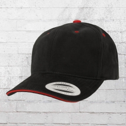 Yupoong by Flexfit Sandwich Cap Brushed Cotton black red 