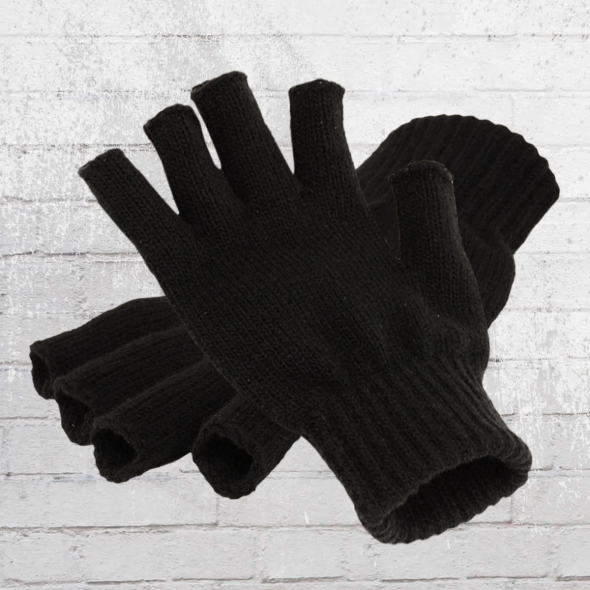 Beechfield Fingerlose Strick Handschuhe schwarz 