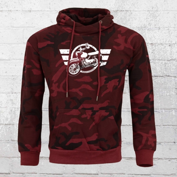 Bordstein Mens Hooded Sweater Logo Star Moped red camo 