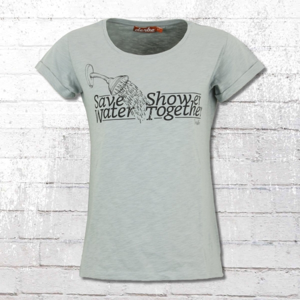Derbe Damen T-Shirt Save Water Shower Together grau 