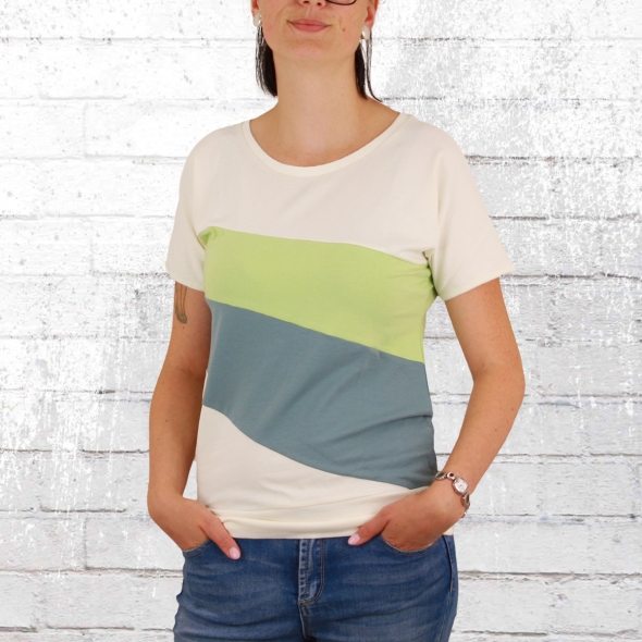 Greenbomb Damen T-Shirt Basic Brave Mix weiss grün blau 