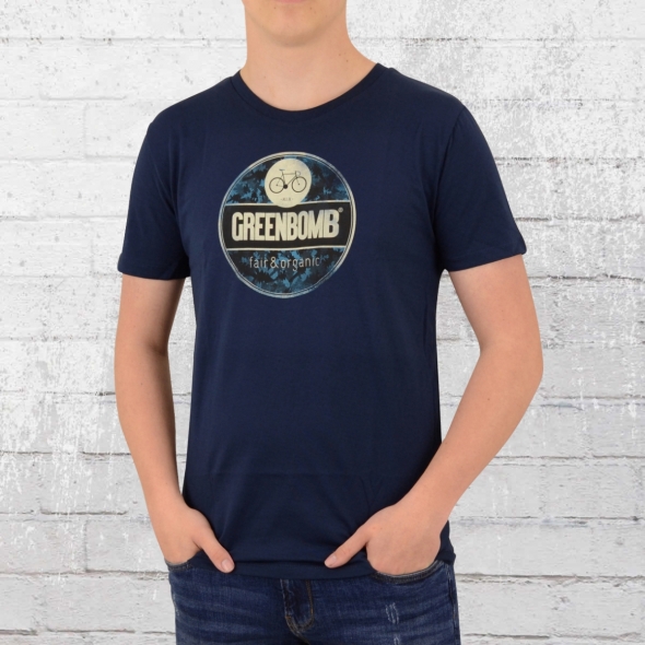 Greenbomb Mens T-Shirt Bike Emblem blue 