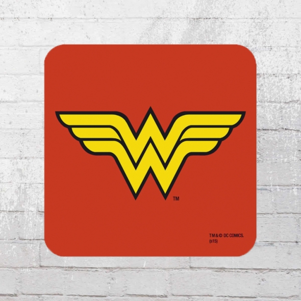 Logoshirt 6er Set Coaster DC Wonder Woman Logo Untersetzer rot 