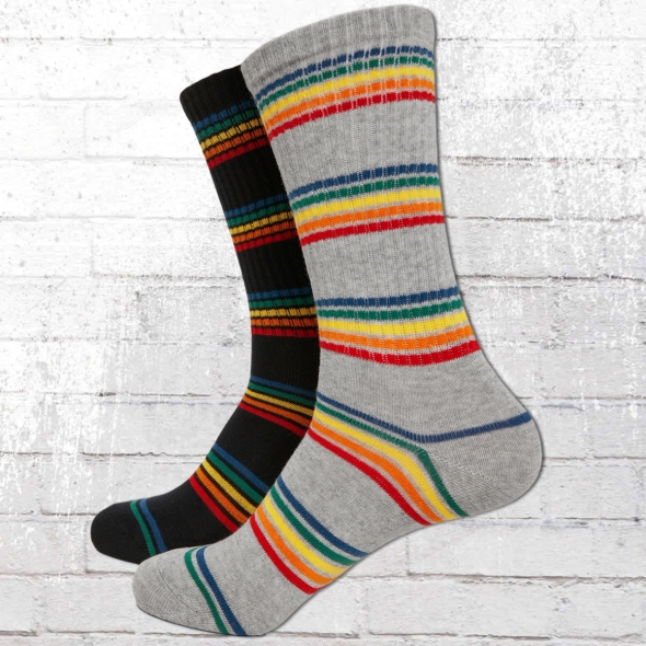 Urban Classics Stockings Rainbow Stripes 2 pack black grey 